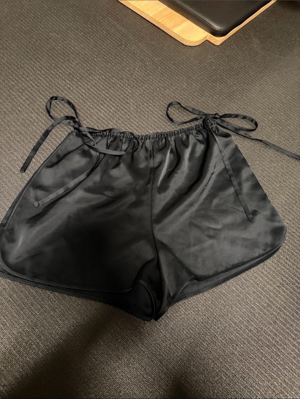 Black Women's Satin Tie-Waist Shorts